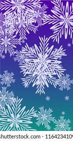 Snowflakes Christmas Background. Element of Design with Snow for a Postcard, Invitation Card, Banner, Flyer.  Vector Falling Snowflakes on a Blue Background
