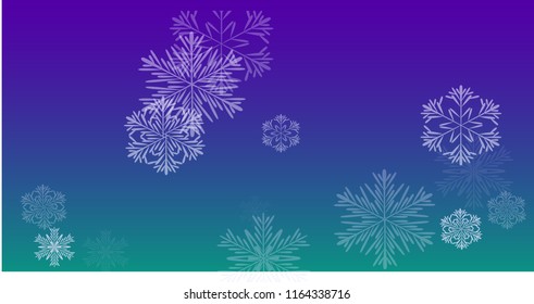 Snowflakes Christmas Background. Element of Design with Snow for a Postcard, Invitation Card, Banner, Flyer.  Vector Falling Snowflakes on a Blue Background
