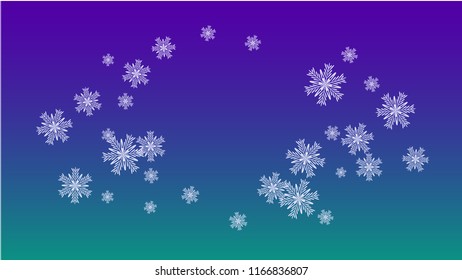 Snowflakes Christmas Background. Element of Design with Snow for a Postcard, Invitation Card, Banner, Flyer.  Vector Falling Snowflakes on a Blue Background
