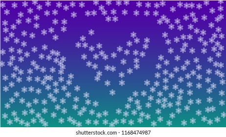 Snowflakes Christmas Background. Element of Design with Snow for a Postcard, Invitation Card, Banner, Flyer.  Vector Falling Snowflakes on a Blue Background
