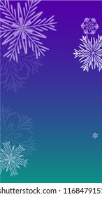 Snowflakes Christmas Background. Element of Design with Snow for a Postcard, Invitation Card, Banner, Flyer.  Vector Falling Snowflakes on a Blue Background
