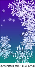Snowflakes Christmas Background. Element of Design with Snow for a Postcard, Invitation Card, Banner, Flyer.  Vector Falling Snowflakes on a Blue Background
