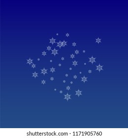 Snowflakes Christmas Background. Element of Design with Snow for a Postcard, Invitation Card, Banner, Flyer.  Vector Falling Snowflakes on a Blue Background


