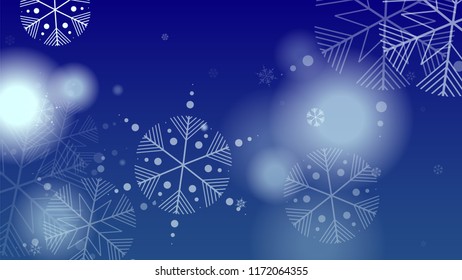 Snowflakes Christmas Background. Element of Design with Snow for a Postcard, Invitation Card, Banner, Flyer.  Vector Falling Snowflakes on a Blue Background

