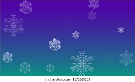 Snowflakes Christmas Background. Element of Design with Snow for a Postcard, Invitation Card, Banner, Flyer.  Vector Falling Snowflakes on a Blue Background
