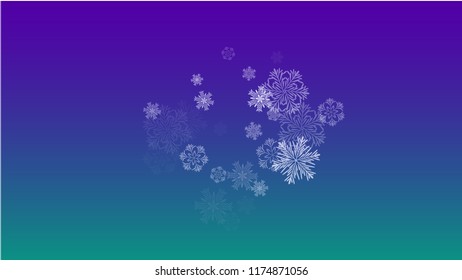 Snowflakes Christmas Background. Element of Design with Snow for a Postcard, Invitation Card, Banner, Flyer.  Vector Falling Snowflakes on a Blue Background
