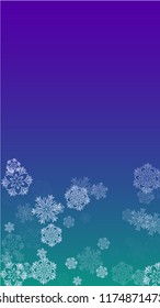 Snowflakes Christmas Background. Element of Design with Snow for a Postcard, Invitation Card, Banner, Flyer.  Vector Falling Snowflakes on a Blue Background
