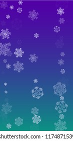 Snowflakes Christmas Background. Element of Design with Snow for a Postcard, Invitation Card, Banner, Flyer.  Vector Falling Snowflakes on a Blue Background
