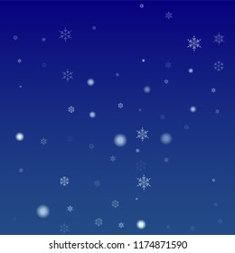 Snowflakes Christmas Background. Element of Design with Snow for a Postcard, Invitation Card, Banner, Flyer.  Vector Falling Snowflakes on a Blue Background


