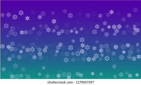 Snowflakes Christmas Background. Element of Design with Snow for a Postcard, Invitation Card, Banner, Flyer.  Vector Falling Snowflakes on a Blue Background
