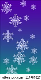 Snowflakes Christmas Background. Element of Design with Snow for a Postcard, Invitation Card, Banner, Flyer.  Vector Falling Snowflakes on a Blue Background
