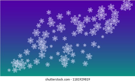 Snowflakes Christmas Background. Element of Design with Snow for a Postcard, Invitation Card, Banner, Flyer.  Vector Falling Snowflakes on a Blue Background
