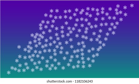 Snowflakes Christmas Background. Element of Design with Snow for a Postcard, Invitation Card, Banner, Flyer.  Vector Falling Snowflakes on a Blue Background
