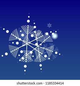 Snowflakes Christmas Background. Element of Design with Snow for a Postcard, Invitation Card, Banner, Flyer.  Vector Falling Snowflakes on a Blue Background


