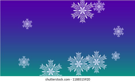 Snowflakes Christmas Background. Element of Design with Snow for a Postcard, Invitation Card, Banner, Flyer.  Vector Falling Snowflakes on a Blue Background
