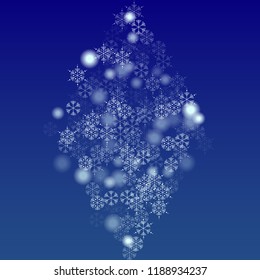 Snowflakes Christmas Background. Element of Design with Snow for a Postcard, Invitation Card, Banner, Flyer.  Vector Falling Snowflakes on a Blue Background



