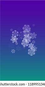 Snowflakes Christmas Background. Element of Design with Snow for a Postcard, Invitation Card, Banner, Flyer.  Vector Falling Snowflakes on a Blue Background
