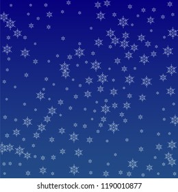 Snowflakes Christmas Background. Element of Design with Snow for a Postcard, Invitation Card, Banner, Flyer.  Vector Falling Snowflakes on a Blue Background


