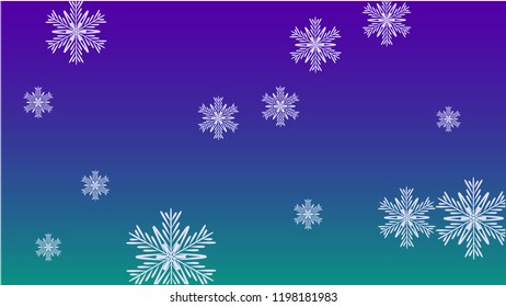 Snowflakes Christmas Background. Element of Design with Snow for a Postcard, Invitation Card, Banner, Flyer.  Vector Falling Snowflakes on a Blue Background
