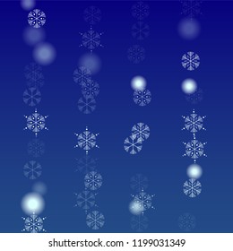 Snowflakes Christmas Background. Element of Design with Snow for a Postcard, Invitation Card, Banner, Flyer.  Vector Falling Snowflakes on a Blue Background


