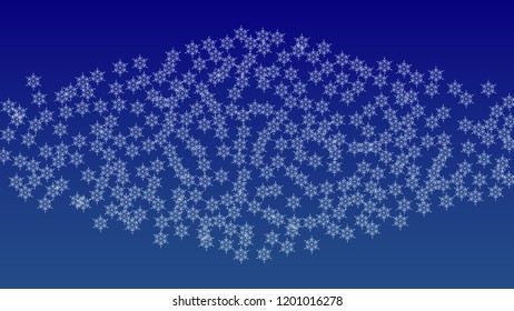 Snowflakes Christmas Background. Element of Design with Snow for a Postcard, Invitation Card, Banner, Flyer.  Vector Falling Snowflakes on a Blue Background

