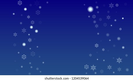 Snowflakes Christmas Background. Element of Design with Snow for a Postcard, Invitation Card, Banner, Flyer.  Vector Falling Snowflakes on a Blue Background

