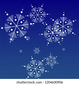 Snowflakes Christmas Background. Element of Design with Snow for a Postcard, Invitation Card, Banner, Flyer.  Vector Falling Snowflakes on a Blue Background


