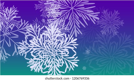 Snowflakes Christmas Background. Element of Design with Snow for a Postcard, Invitation Card, Banner, Flyer.  Vector Falling Snowflakes on a Blue Background
