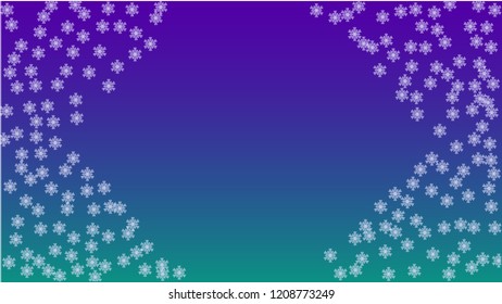 Snowflakes Christmas Background. Element of Design with Snow for a Postcard, Invitation Card, Banner, Flyer.  Vector Falling Snowflakes on a Blue Background
