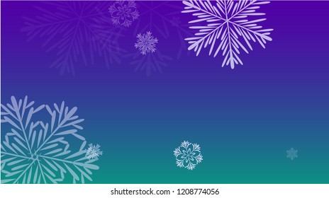 Snowflakes Christmas Background. Element of Design with Snow for a Postcard, Invitation Card, Banner, Flyer.  Vector Falling Snowflakes on a Blue Background
