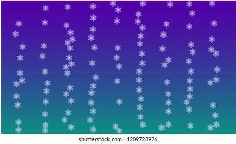 Snowflakes Christmas Background. Element of Design with Snow for a Postcard, Invitation Card, Banner, Flyer.  Vector Falling Snowflakes on a Blue Background
