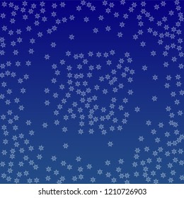 Snowflakes Christmas Background. Element of Design with Snow for a Postcard, Invitation Card, Banner, Flyer.  Vector Falling Snowflakes on a Blue Background


