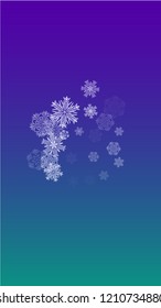 Snowflakes Christmas Background. Element of Design with Snow for a Postcard, Invitation Card, Banner, Flyer.  Vector Falling Snowflakes on a Blue Background
