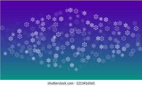 Snowflakes Christmas Background. Element of Design with Snow for a Postcard, Invitation Card, Banner, Flyer.  Vector Falling Snowflakes on a Blue Background
