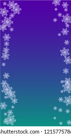 Snowflakes Christmas Background. Element of Design with Snow for a Postcard, Invitation Card, Banner, Flyer.  Vector Falling Snowflakes on a Blue Background
