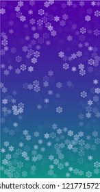 Snowflakes Christmas Background. Element of Design with Snow for a Postcard, Invitation Card, Banner, Flyer.  Vector Falling Snowflakes on a Blue Background
