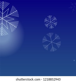 Snowflakes Christmas Background. Element of Design with Snow for a Postcard, Invitation Card, Banner, Flyer.  Vector Falling Snowflakes on a Blue Background


