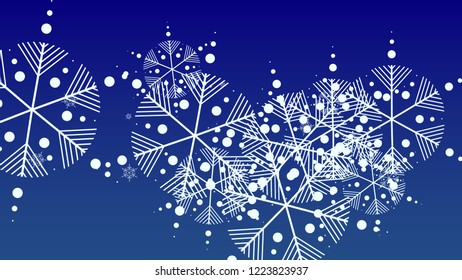 Snowflakes Christmas Background. Element of Design with Snow for a Postcard, Invitation Card, Banner, Flyer.  Vector Falling Snowflakes on a Blue Background

