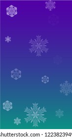 Snowflakes Christmas Background. Element of Design with Snow for a Postcard, Invitation Card, Banner, Flyer.  Vector Falling Snowflakes on a Blue Background
