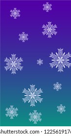 Snowflakes Christmas Background. Element of Design with Snow for a Postcard, Invitation Card, Banner, Flyer.  Vector Falling Snowflakes on a Blue Background
