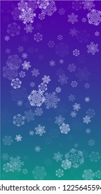 Snowflakes Christmas Background. Element of Design with Snow for a Postcard, Invitation Card, Banner, Flyer.  Vector Falling Snowflakes on a Blue Background
