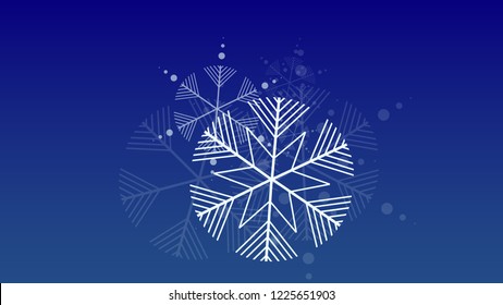 Snowflakes Christmas Background. Element of Design with Snow for a Postcard, Invitation Card, Banner, Flyer.  Vector Falling Snowflakes on a Blue Background

