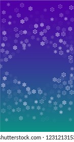 Snowflakes Christmas Background. Element of Design with Snow for a Postcard, Invitation Card, Banner, Flyer.  Vector Falling Snowflakes on a Blue Background
