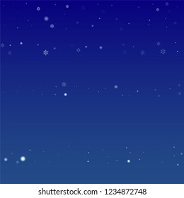 Snowflakes Christmas Background. Element of Design with Snow for a Postcard, Invitation Card, Banner, Flyer.  Vector Falling Snowflakes on a Blue Background


