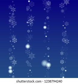 Snowflakes Christmas Background. Element of Design with Snow for a Postcard, Invitation Card, Banner, Flyer.  Vector Falling Snowflakes on a Blue Background


