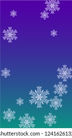 Snowflakes Christmas Background. Element of Design with Snow for a Postcard, Invitation Card, Banner, Flyer.  Vector Falling Snowflakes on a Blue Background
