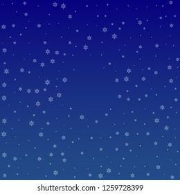 Snowflakes Christmas Background. Element of Design with Snow for a Postcard, Invitation Card, Banner, Flyer.  Vector Falling Snowflakes on a Blue Background


