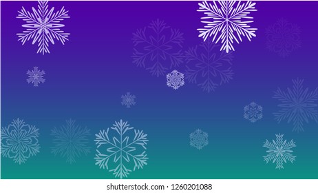 Snowflakes Christmas Background. Element of Design with Snow for a Postcard, Invitation Card, Banner, Flyer.  Vector Falling Snowflakes on a Blue Background
