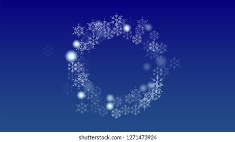 Snowflakes Christmas Background. Element of Design with Snow for a Postcard, Invitation Card, Banner, Flyer.  Vector Falling Snowflakes on a Blue Background

