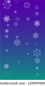 Snowflakes Christmas Background. Element of Design with Snow for a Postcard, Invitation Card, Banner, Flyer.  Vector Falling Snowflakes on a Blue Background
